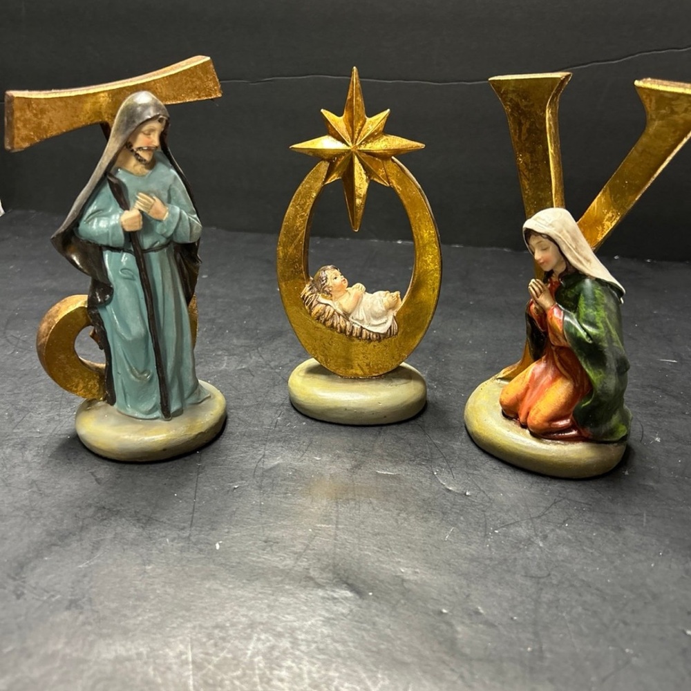 Holiday Nativity Figurine Set - Gold and Multicolor